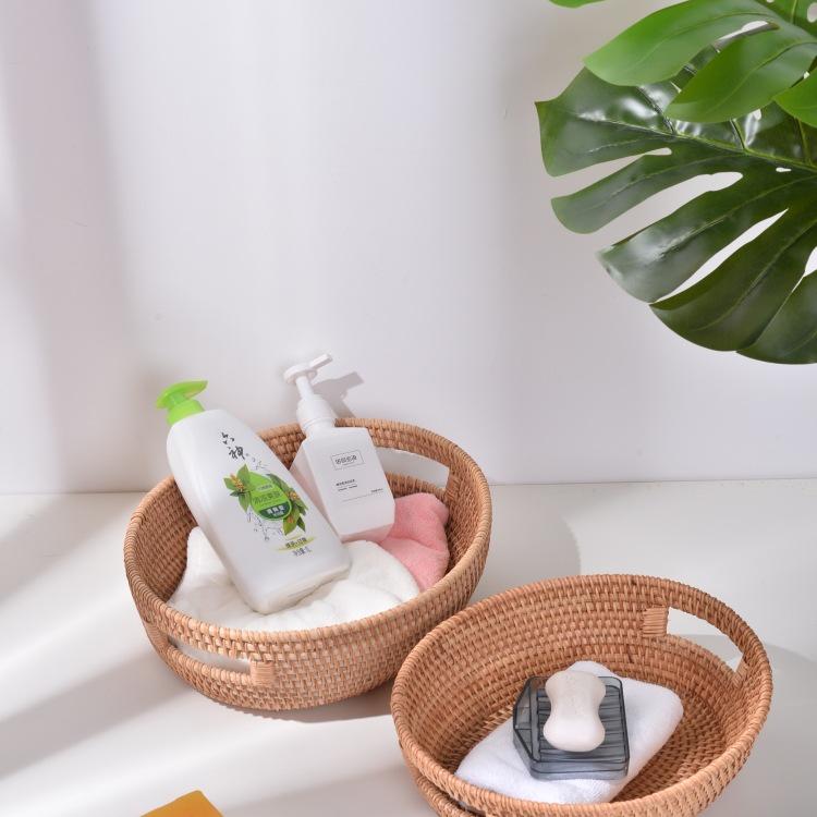 Vietnamese Handmade Rattan & Bamboo Basket for Fruit or Steamed Buns - Round, Simple Design for Household Use