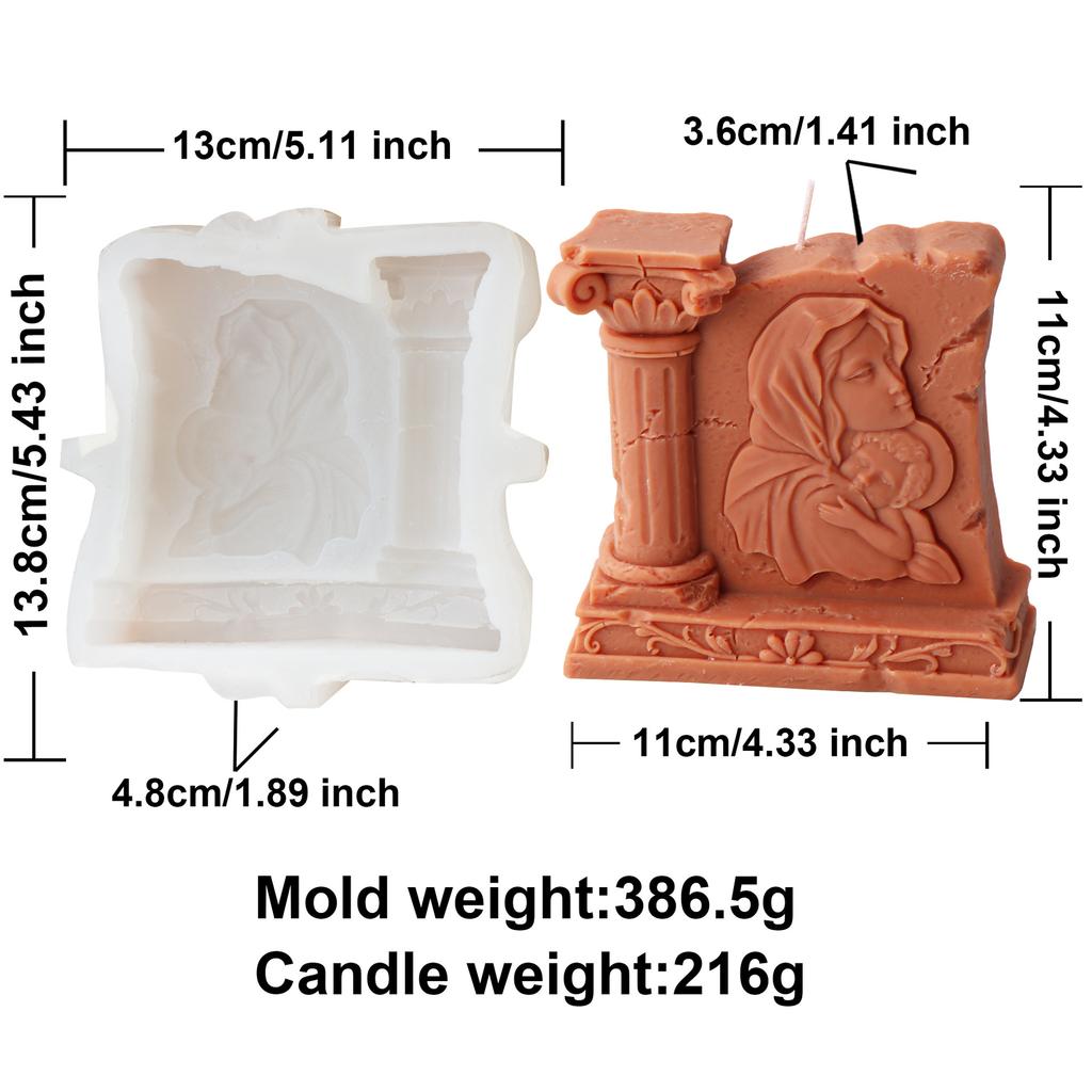 Roman Pillar Virgin Statue Candle Silicone Mold Roman Pillar Virgin Mary Angel Sculpture Resin Silicone Mold Jesus Candle Mold