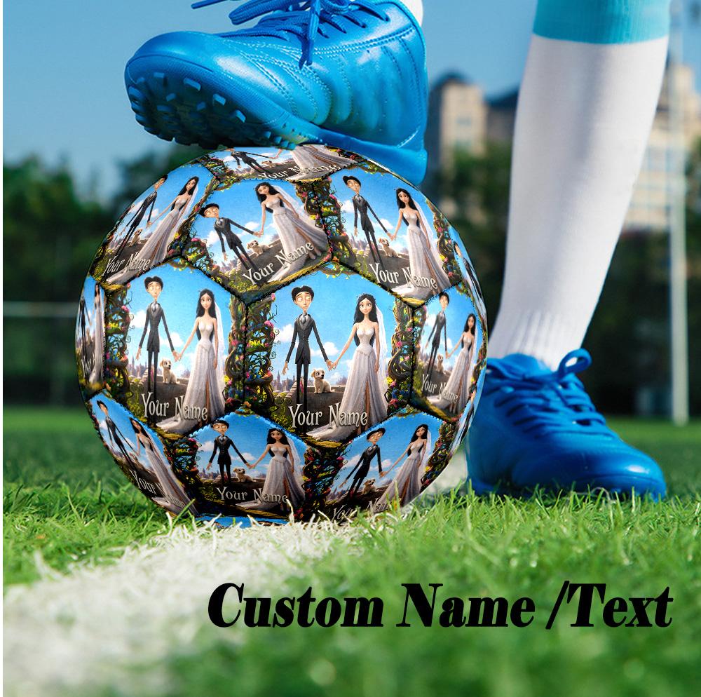 Custom Text Size 5 Soccer Ball, Standard Match Football For OutdoorCorpse Bride Emily Victor