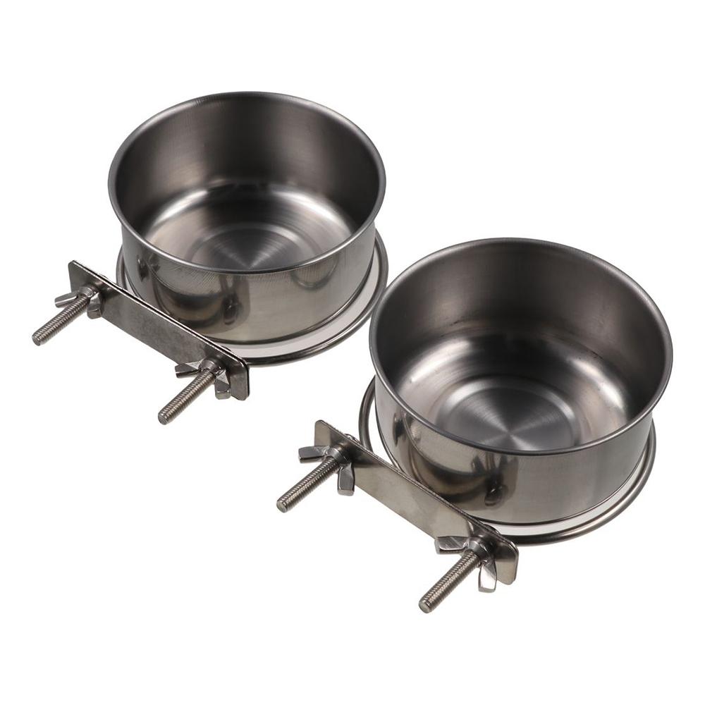 Stainless Steel Parakeet Feeder with Clamp Holder Parrot Food Bowl Bird Bowls  Dogs Cats Cage