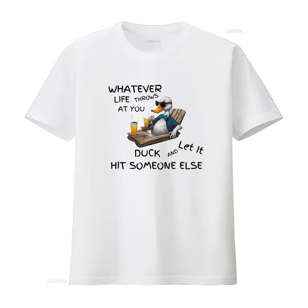 Motivational Funny Duck T Shirt Whatever Life Throws At You Let It And Hit Someone Else Inspirational Apparel For Kids vintage