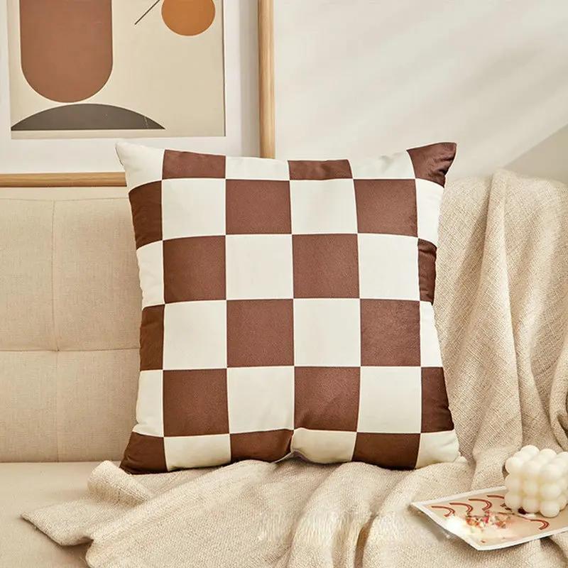 Fashion Checkerboard Plaid Cushion Cover Pillowcase Sofa Seat Bed Retro Home Decor