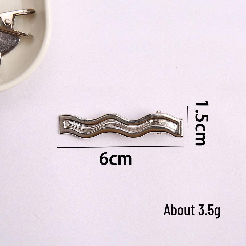 Korean Y2K Silver Side Bangs Duckbill Clip - Women's Sweet Hair Accessory