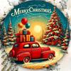 Vintage Christmas Metal Round Wall Sign Rustic Iron Holiday Decor Man Cave Garage Art Durable Weather Resistant