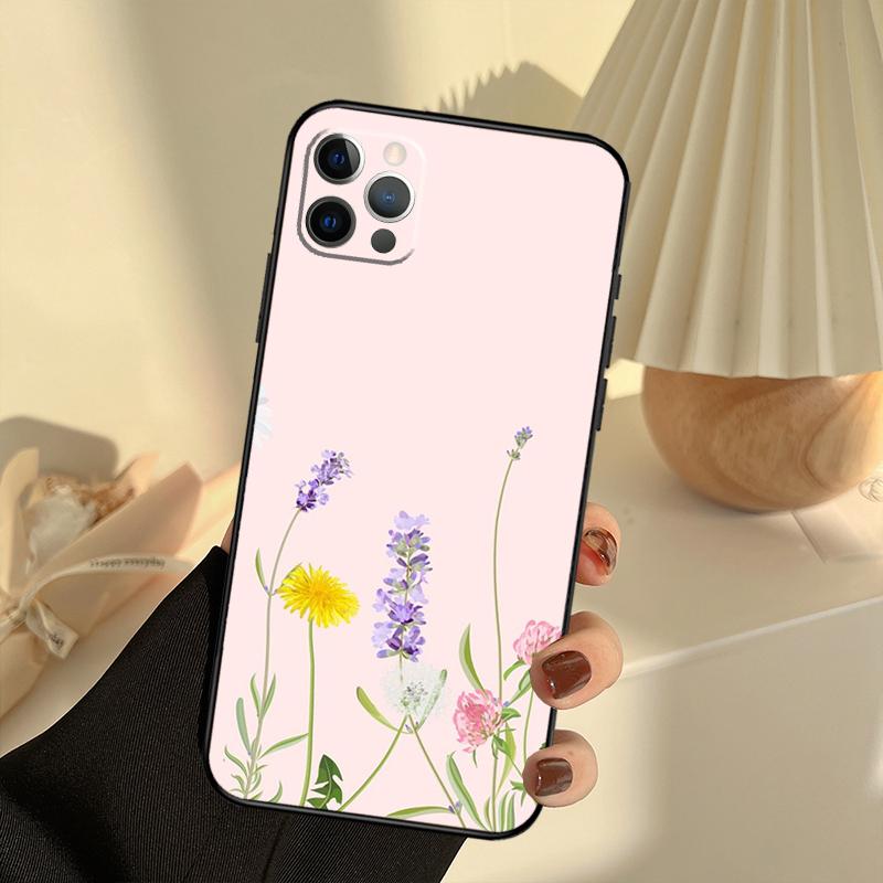 Lavender Purple Flowers Case For iPhone 11 12 13 14 15 16 Pro Max Cover For iPhone 13 12 Mini XR X XS Max Plus