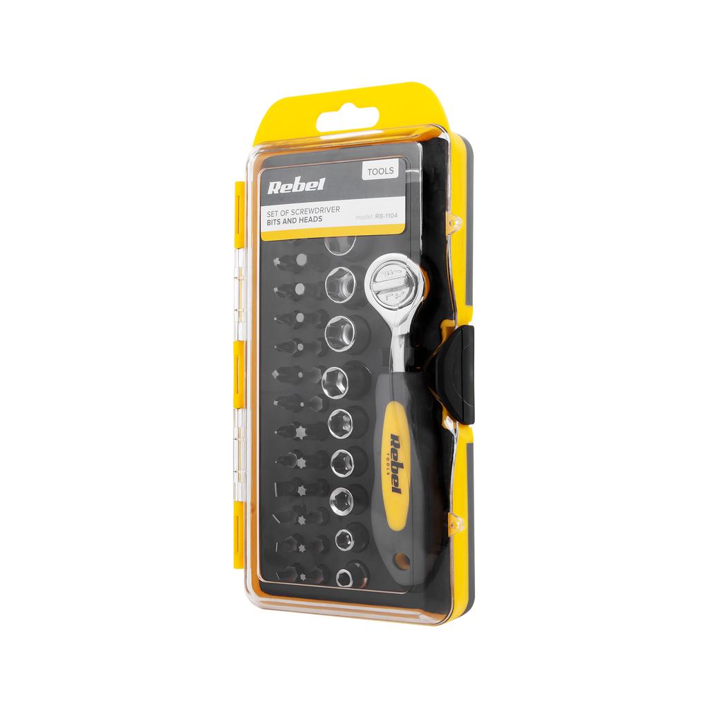 Rebel 38-piece ratchet wrench bit and socket set