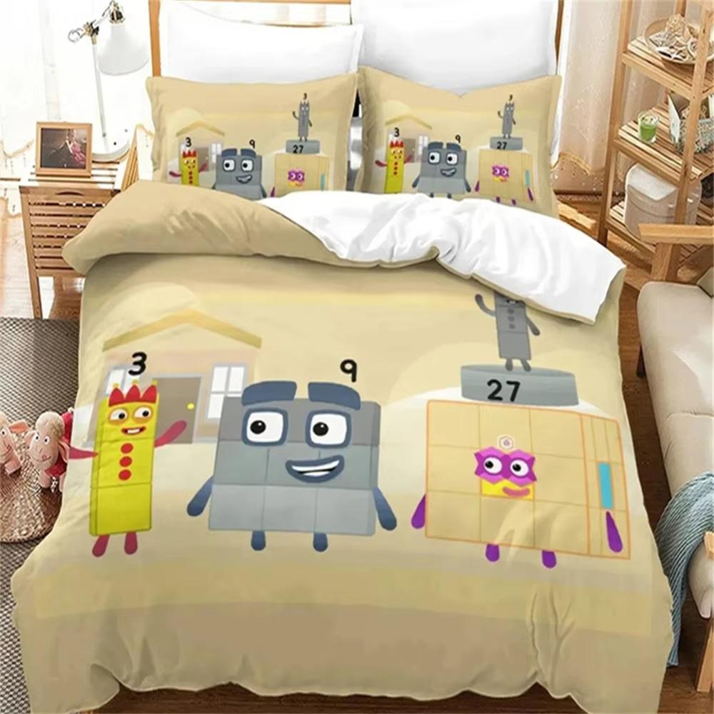 Fashion 3D Print Cartoon N-Numberblocks Bedding Set Double Twin King Duvet Cover Comforter Pillowcase Boys Girls Adults Bedroom