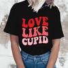 (Hochwertige T-Shirts)Damen Mode Bedruckte Valentinstag Liebe Wie Amor Druck T-Shirts Sommer Lässig Locker Rundhals