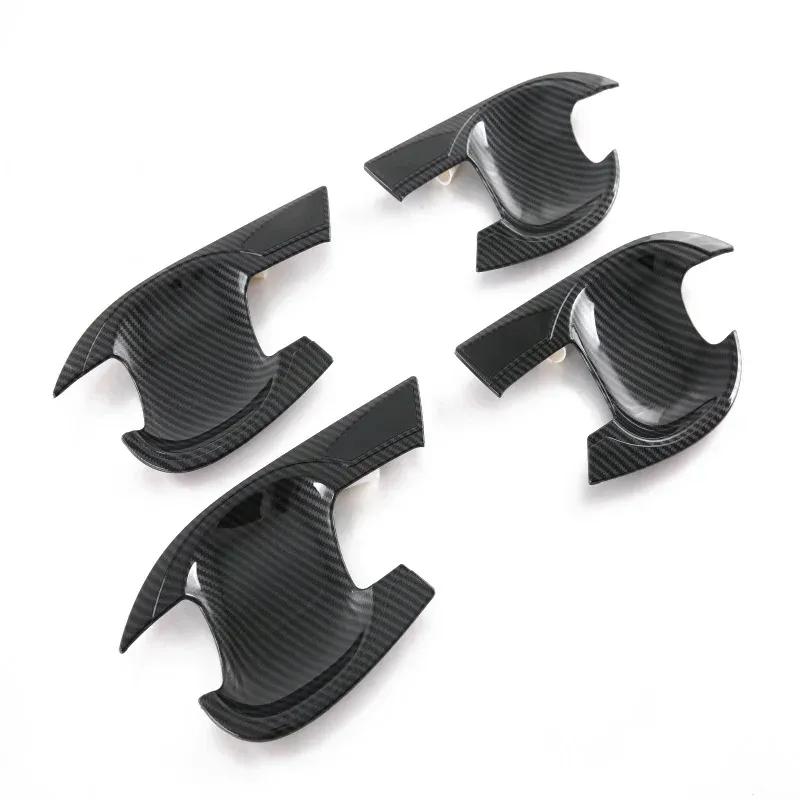 For KIA Mohave Borrego ABS Carbonfiber Car External Door Handle Catch Cover Door Bowl Protection Trim Sticker