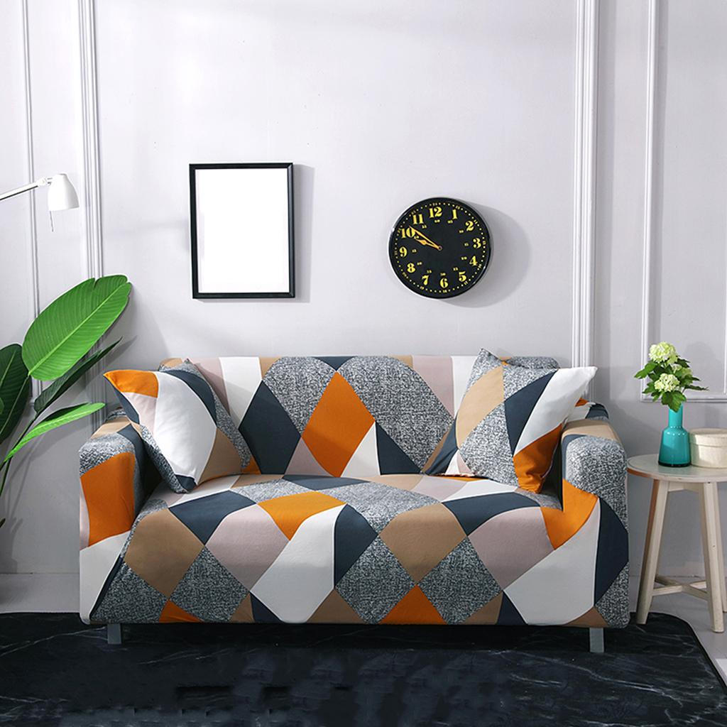 1 Set Sofa Cover Cushion Seater Skidproof Portable Polyster Stretch Elastic Printed Square One Seat D 1150₽