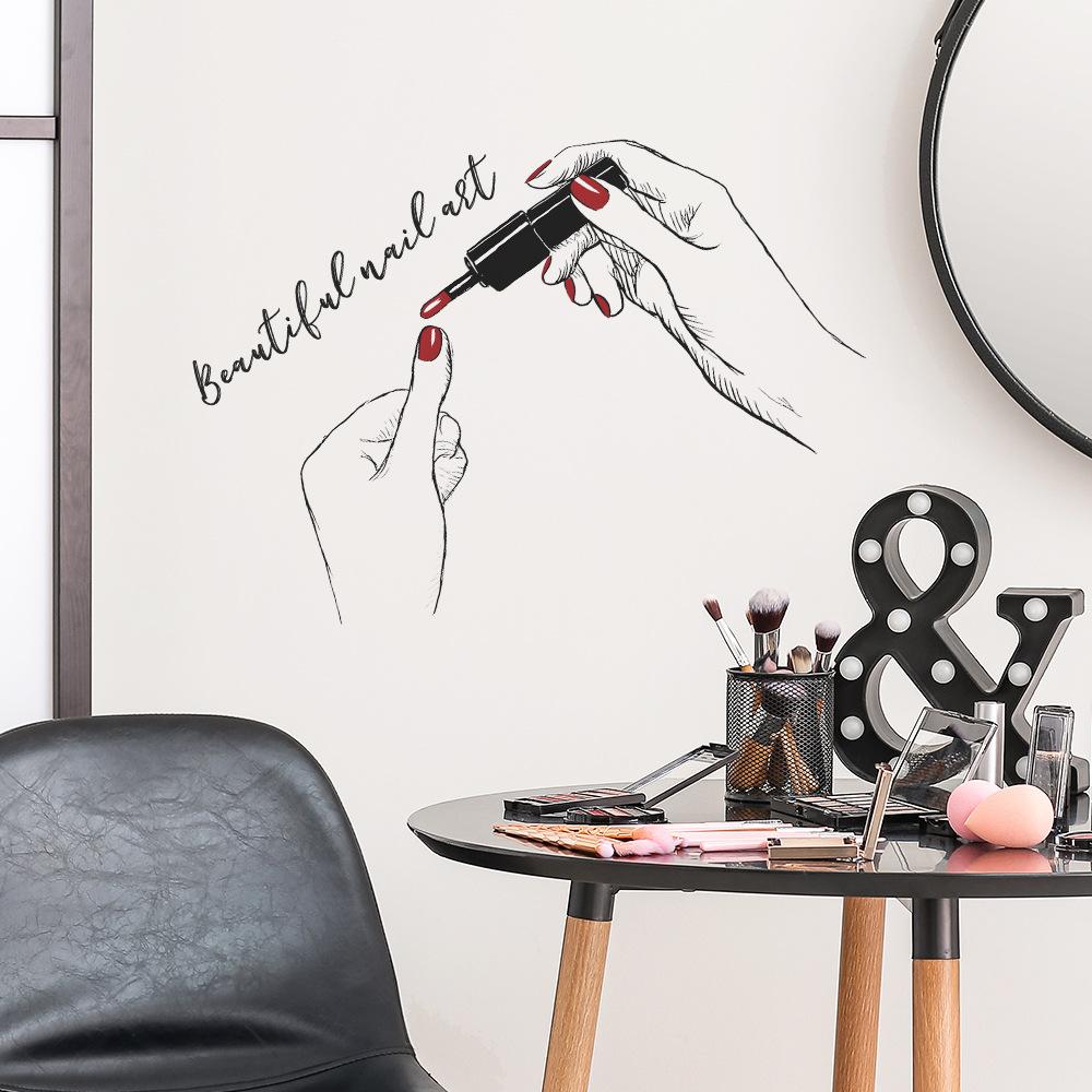 Simple Sketches with Nail Polish on Both Hands for Bedroom Dressing Room Decoration and Beautification Wall Stickers