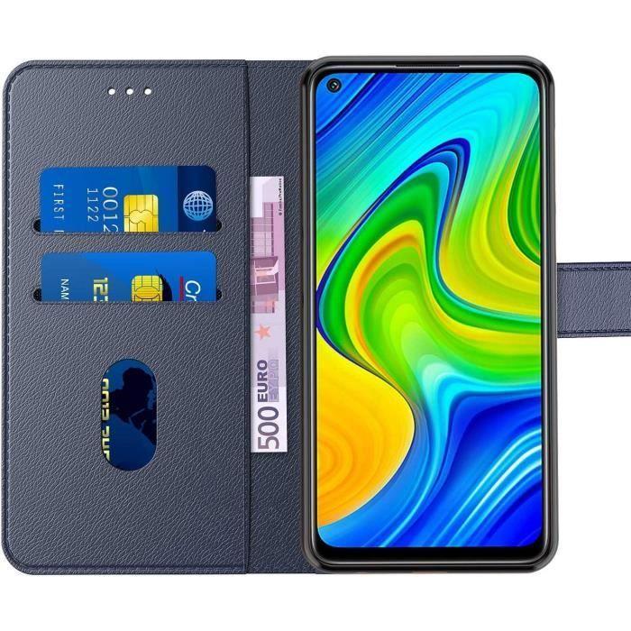 Skyddsskal - E.F.CONNECTION - Redmi Note 9 - Lädereffekt - Marinblå - Repskyddande och Stöttåligt
