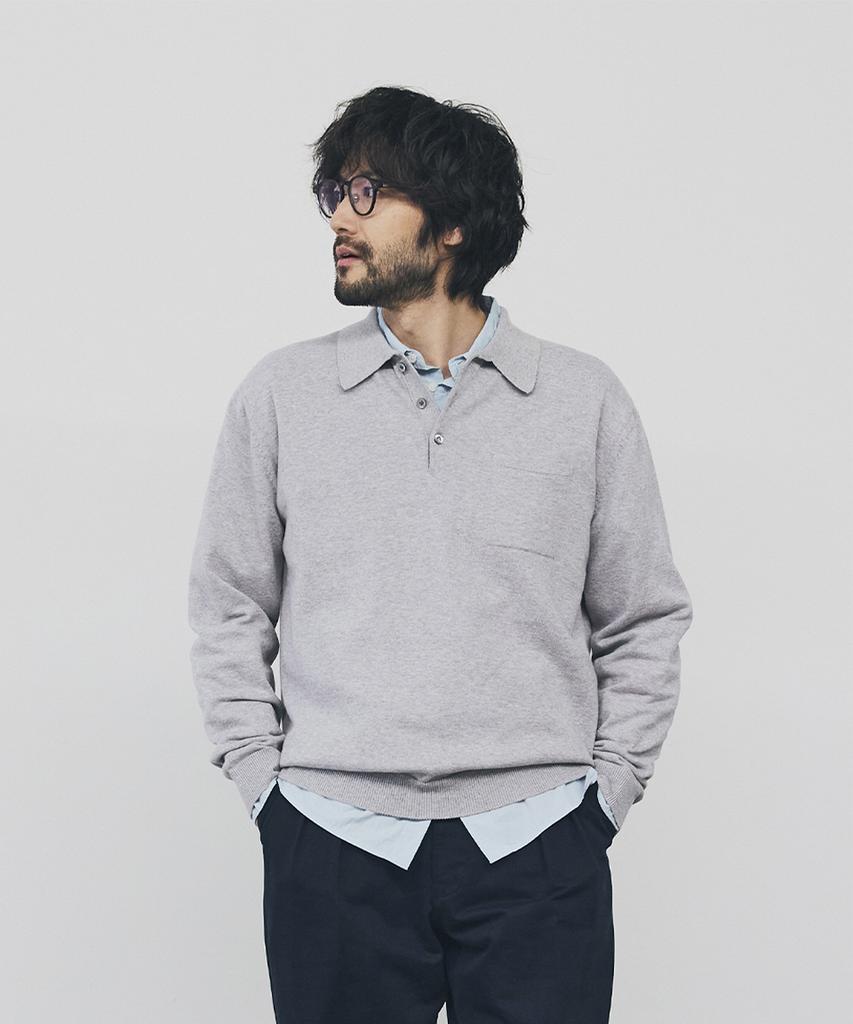 Geonjiulleunseu Cashmere Blend Pocket Collar Knit - Melange Grey