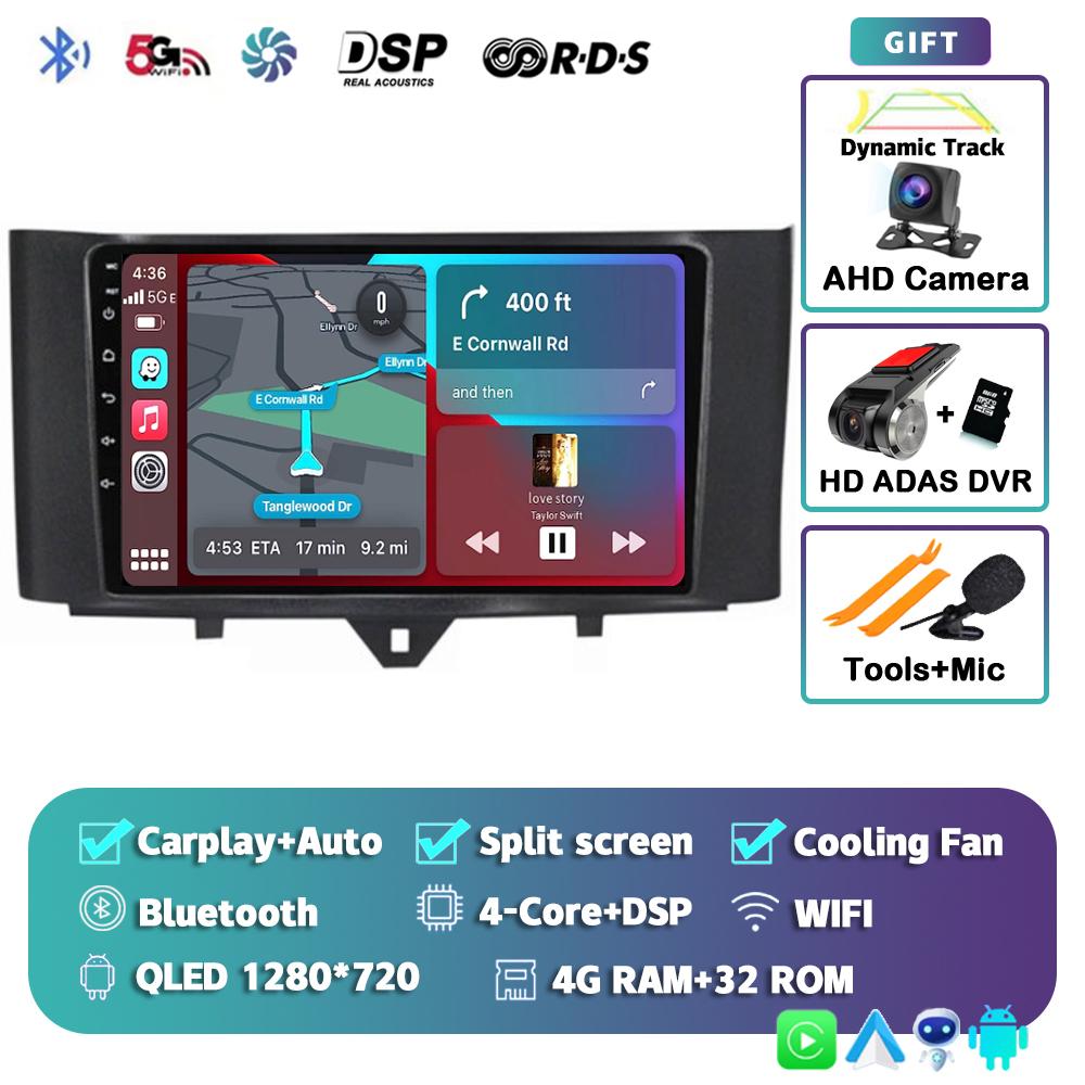 Android 14 Carplay Auto Car Raido For Mercedes Benz Smart Fortwo 451 2010-2015 Multimedia Video Player Autoradio GPS 4G Stereo