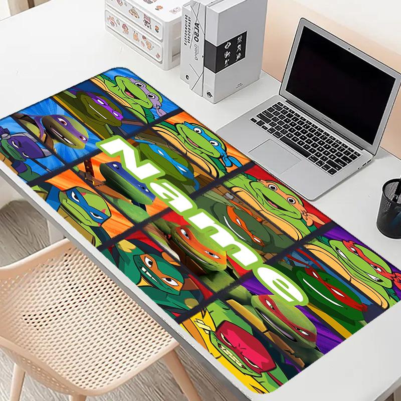 Custom Name Personalized Teenage Mutant Ninja Turtles Pattern Mousepad, Laptop PC Desk Mat, Decorative Desk Mat for Home Keyboard Pad Gift