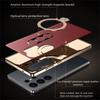 Premium Aviation Aluminum Alloy Bracket Case For Samsung Galaxy S26 Ultra/S25 Ultra/S24 Ultra Magnetic Vegan Leather Stand Cover