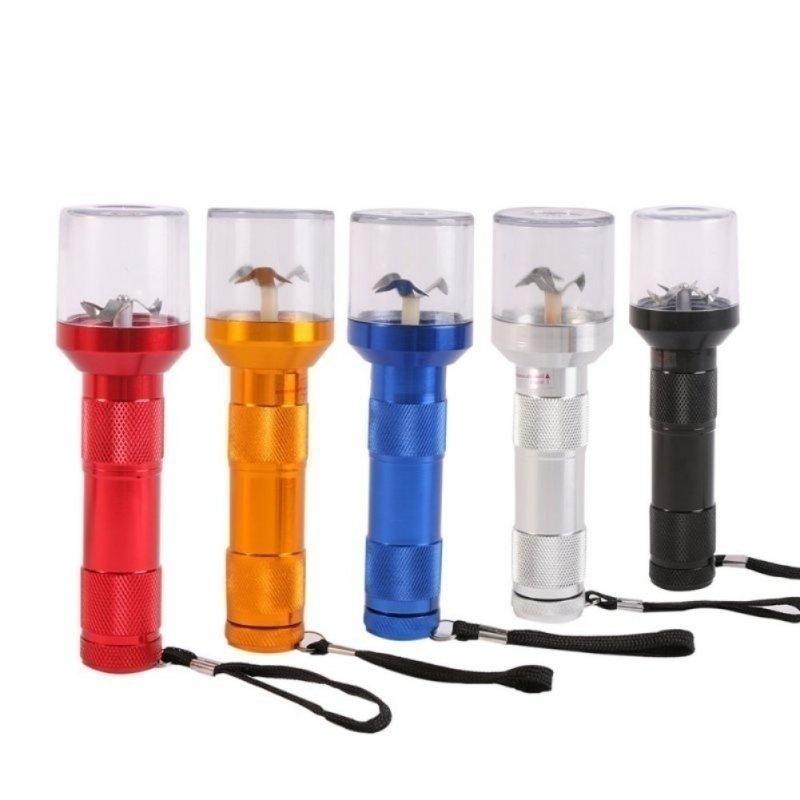 Useful Zinc Alloy Electric Metal Grinder Herb Tabacco Crusher Grinder Cracker Flashlight