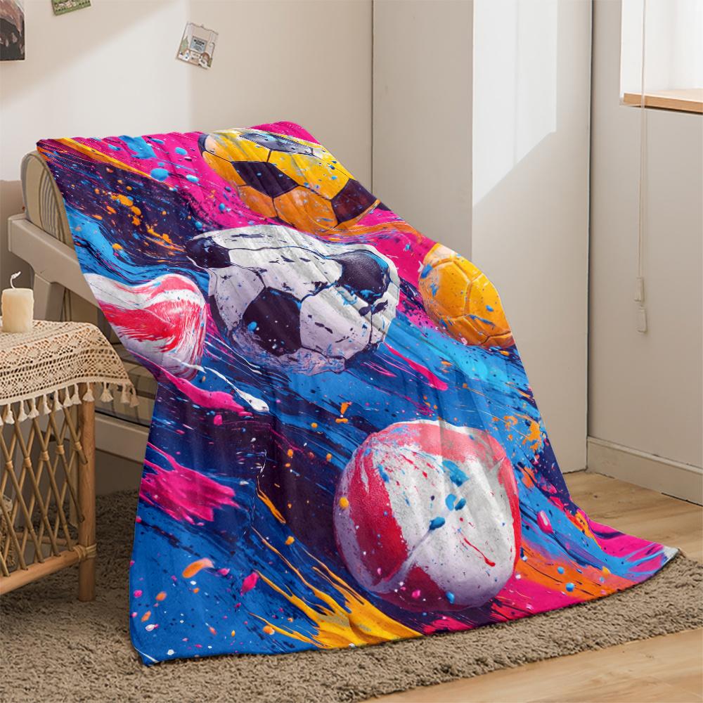 Football HD Print Thin Blanket All Season Throw for Sofa Bed Travel Camping Office Nap Air Conditioned Room Gift