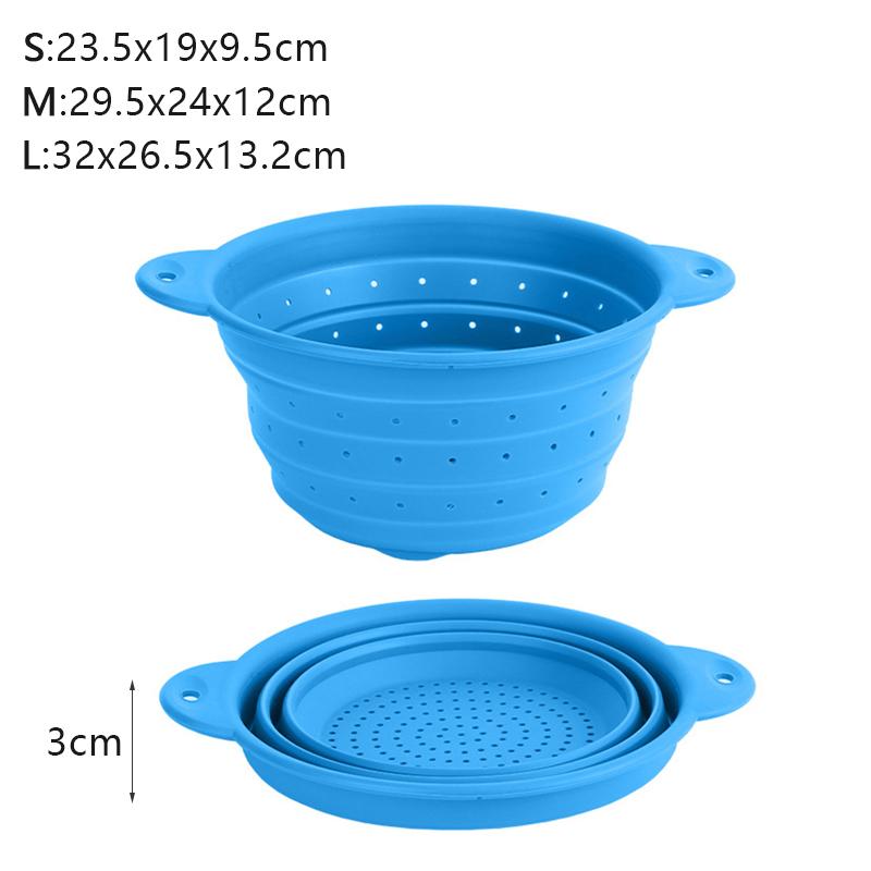 Thickening Foldable Drain Basket Silica Gel High Temperature Resistance Kitchen Fruits Vegetable Basket Food Grade Multi Purpose