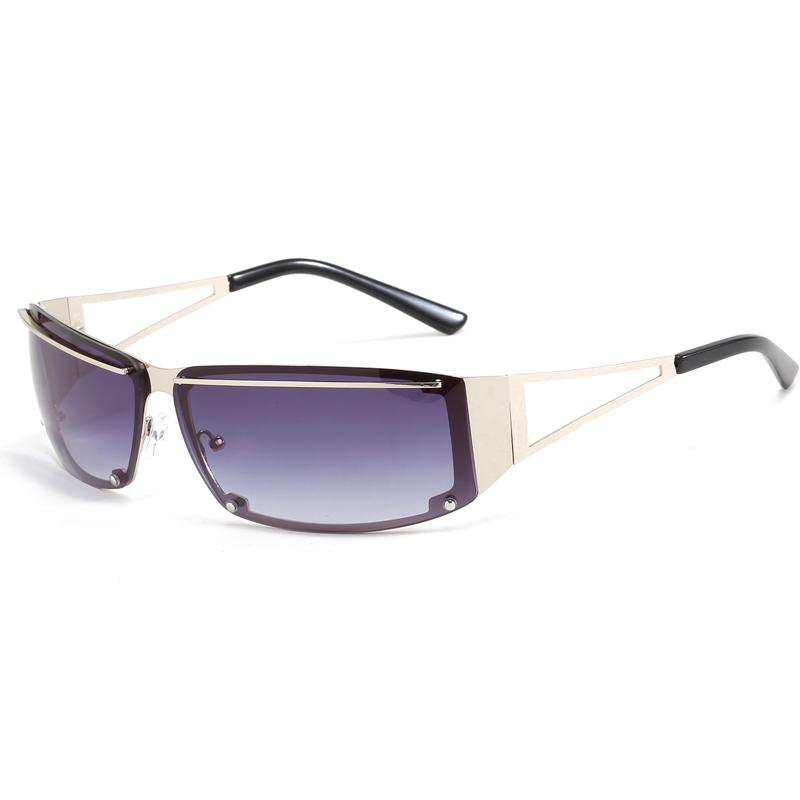 Fashion Square Hollow Frame Y2K Sun Glasses Edge Cut Personality Versatile Sunglasses Female Street Shooting
