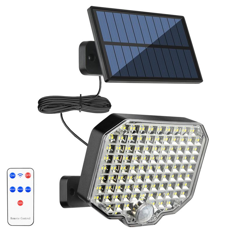 

1PC Solar 184 LED Outdoor Path Light with Motion Sensor and Remote Control IP44 Wall Garden Light Easy Installation Wall Sconce