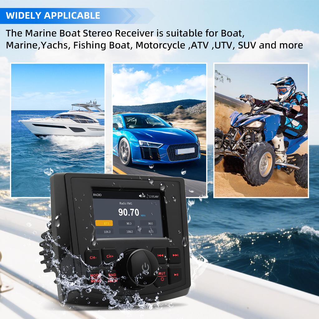 Bluetooth-compatible Boat Radio Media Player Motorcycle Audio Boatcar MP3 MP5 Player FM AM Receiver for SPA RZR UTV ATV