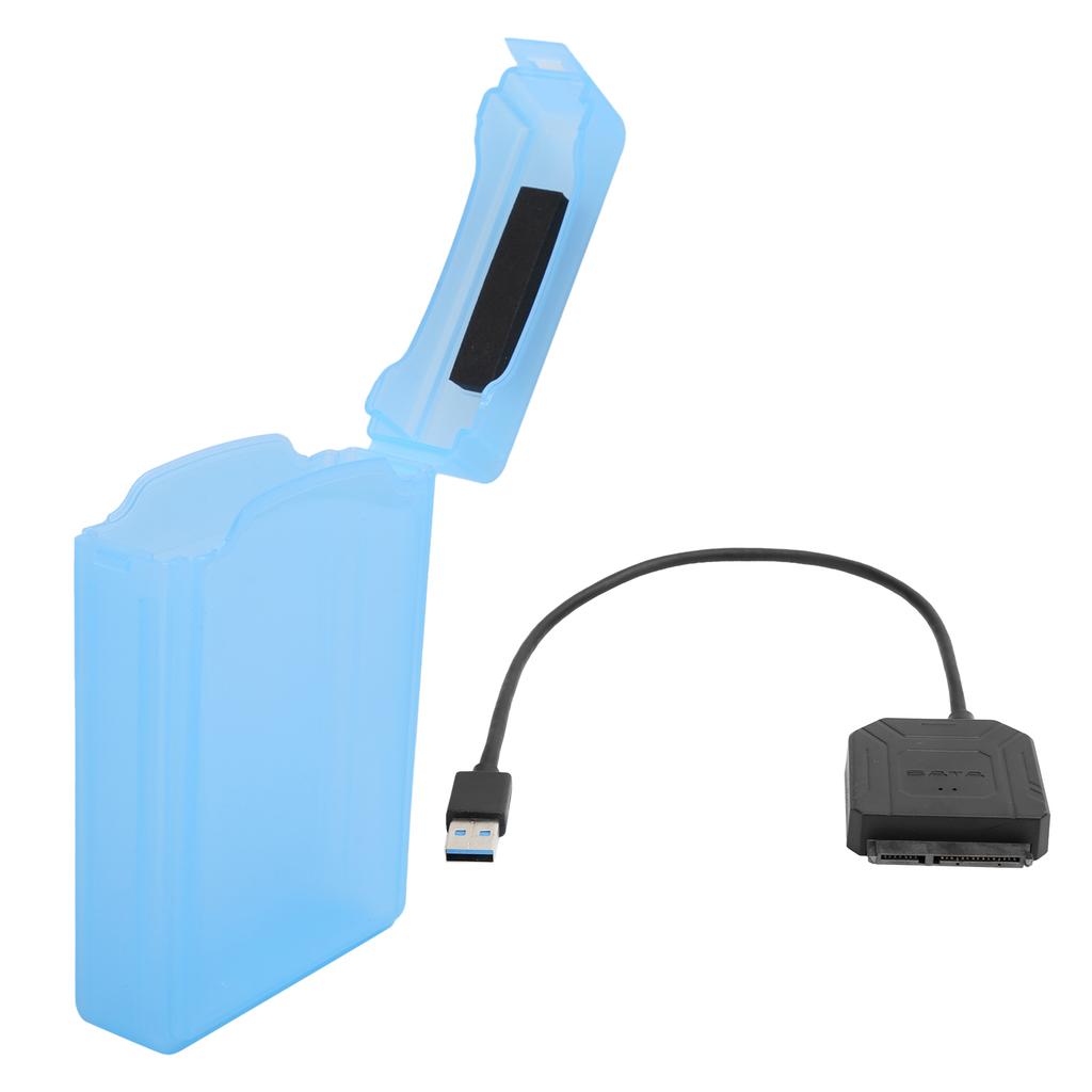 SATA USB 3.0 Adapter 2.5in 3.5in SSD HDD Hard Drive Cable Computer Accessories Protection Box(Blue )
