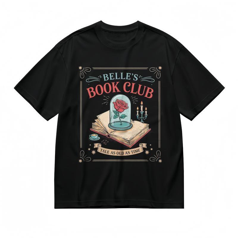 Women's Trend Comfy Classic T-Shirt Antique Book Candle Literature Theme Tee