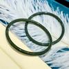 Hetian Jade Qingyu Thin Bangle - Fine Round Bar Bracelet for Girls