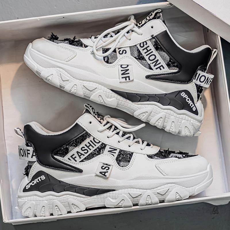 Men's shoes autumn outdoor wear-resistant thick-soled high-top sports shoes youth casual versatile high-value dad shoes