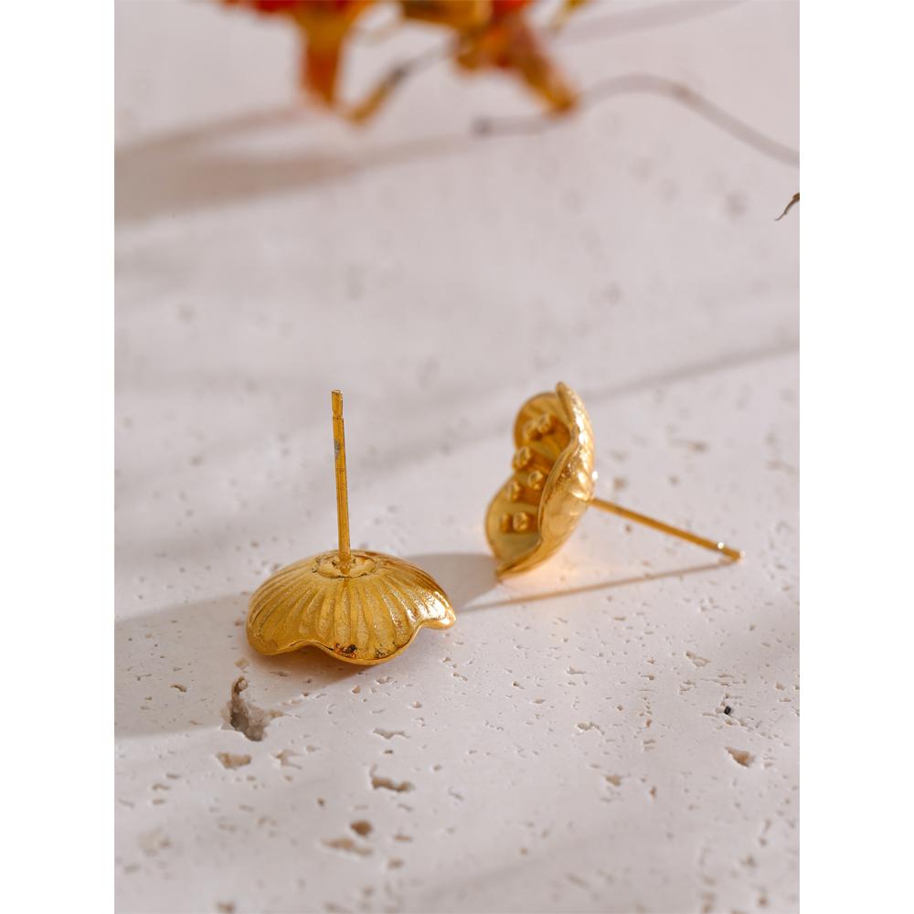 Eetit Trending Stainless Steel Metal Small Flower Daily Stud Earrings 18K PVD Plated Golden Charm Jewelry Wholesale