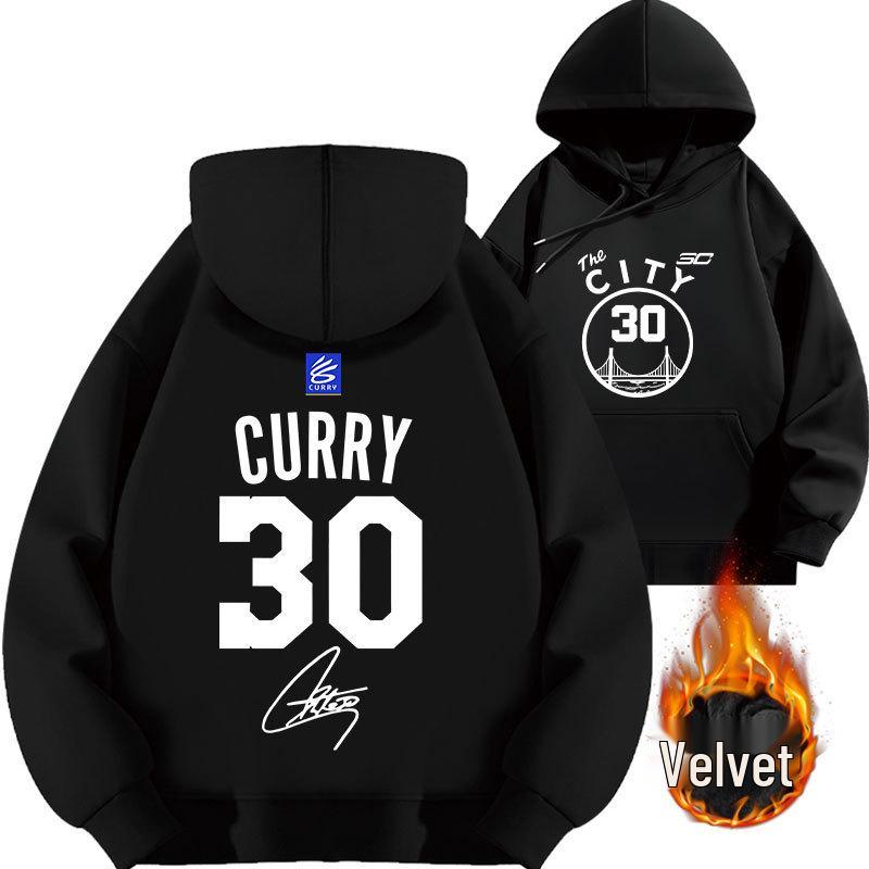 2025 Curry #30 Warriors Hoodie - Thickened Velvet Basketball Sport Top