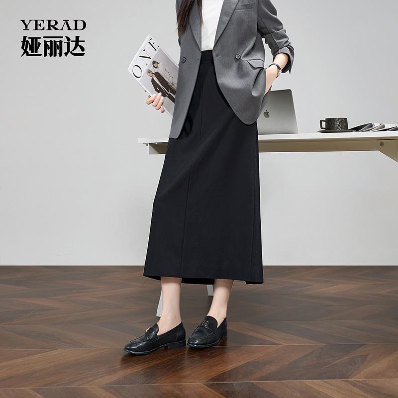 Morning Commuter Series Urban Elegant Straight Tube Half length Skirt for Women, Elastic Waist Skirt