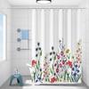 Floral Polyester Shower Curtain with Telescopic Rod