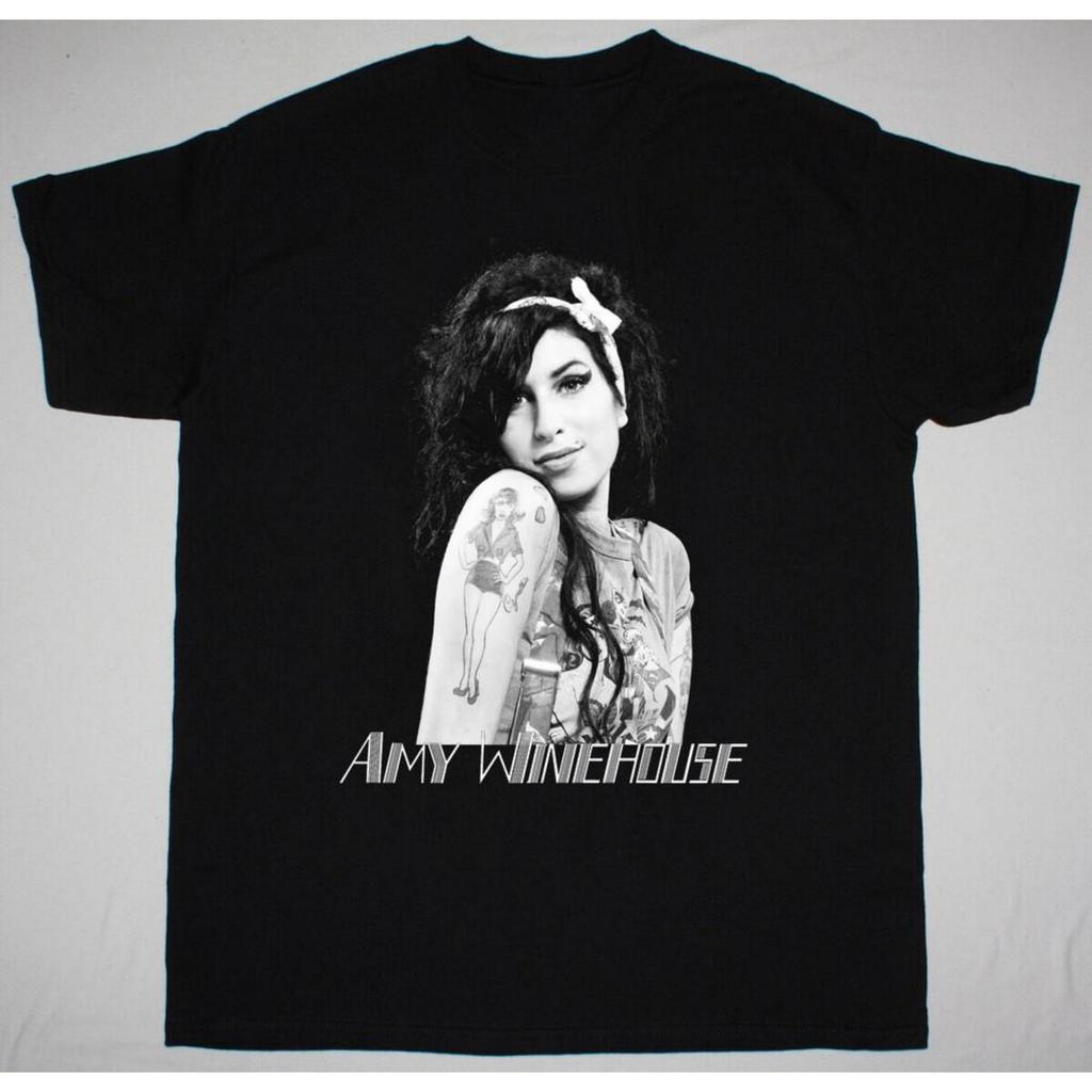 NEW Amy Winehouse Retro Short Sleeve Cotton Black All Size T-Shirt Unisex T-Shirt