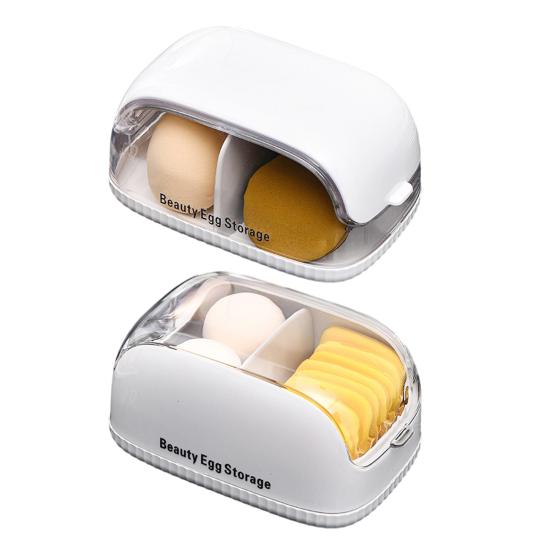 Makeup Sponge Case Portable Dustproof Cosmetic Egg Storage Box Transparent