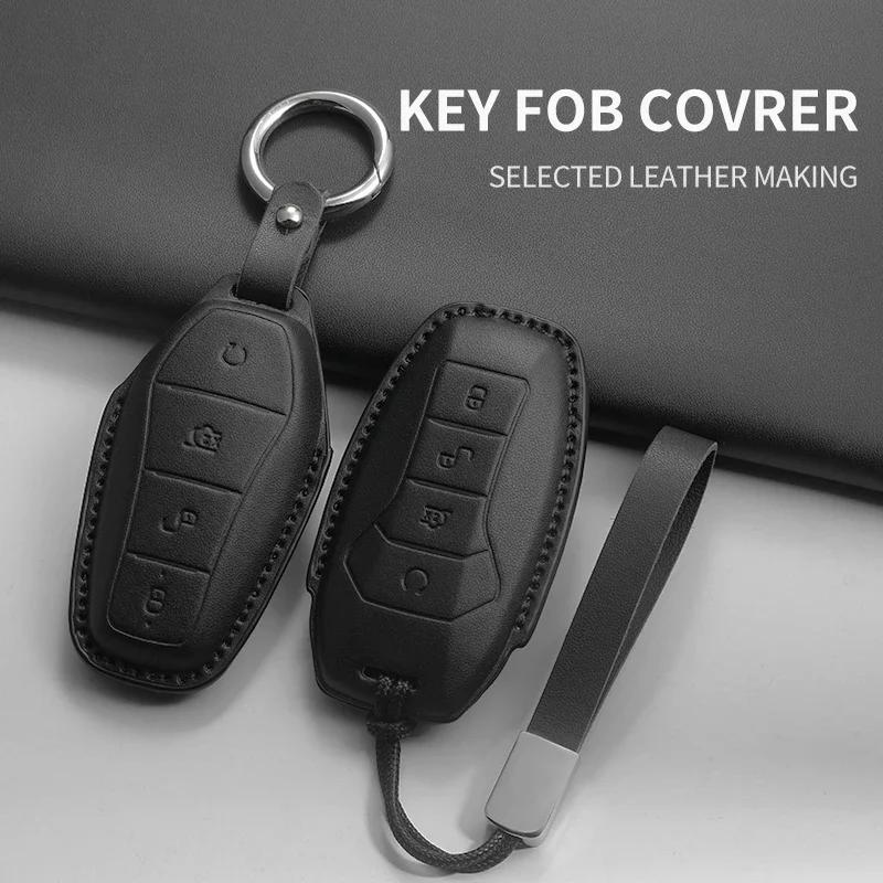 PU Leather Car Key Case Cover Holder Keychain Protective Shell for BYD Formula Leopard Super 5 Super 8 Super 3 9 Remote Key