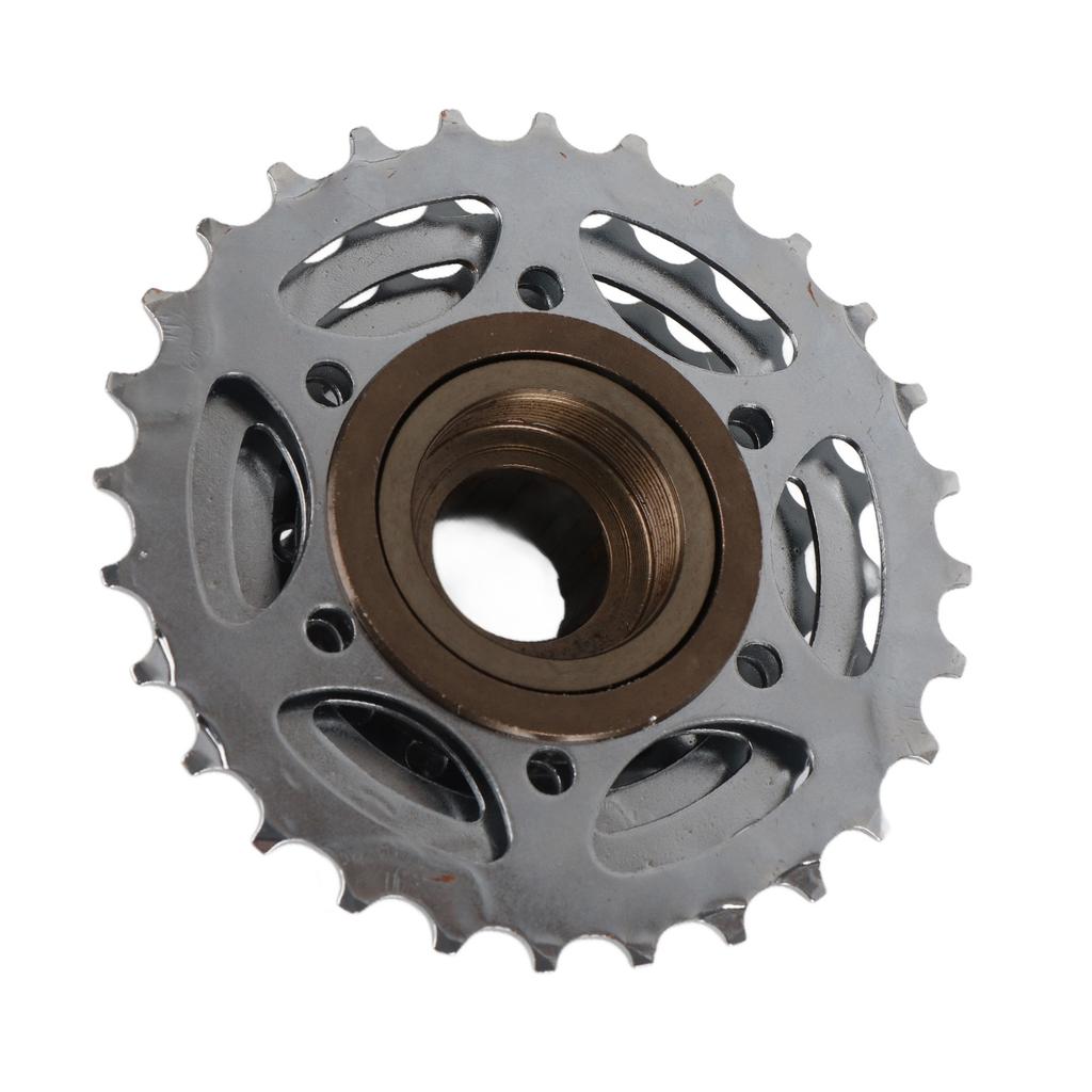 7 Speed Freewheel 13‑28T Bike Threaded Flywheel Silver Steel Bike Rotating Flywheel for Mountain Bikes