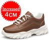 Men Genuine Leather Sneakers Elevator Shoes Invisible Breathable Heightening Shoes 6/8CM Men Casual Sneakers Board Tennis Shoes