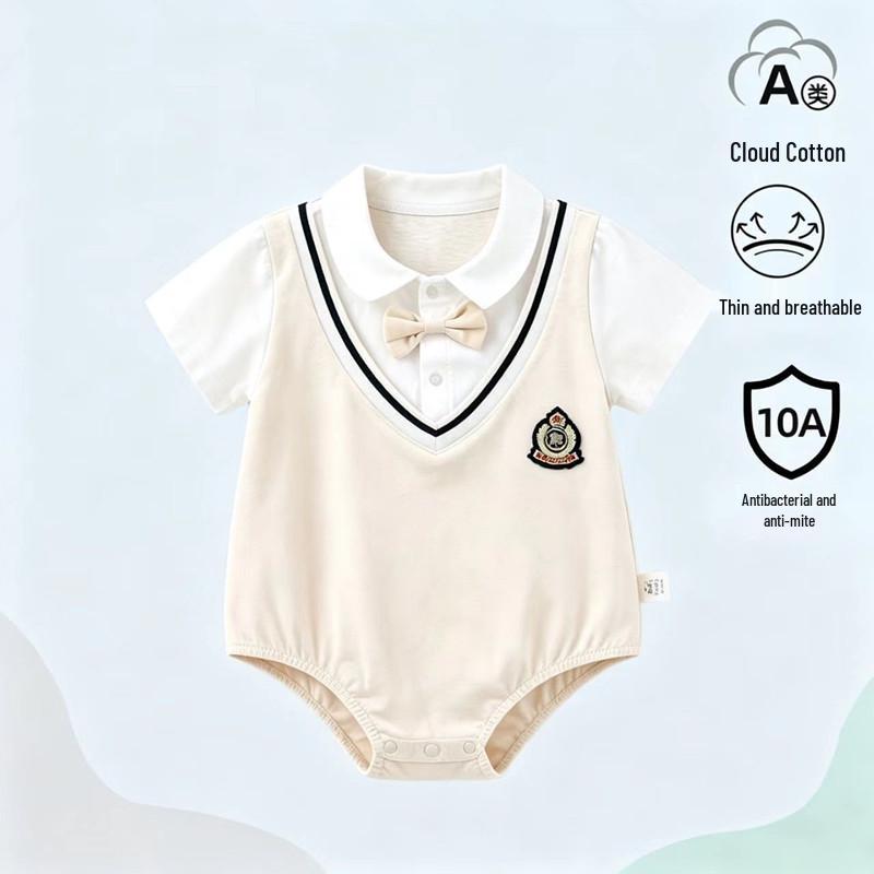 Summer Cotton Baby Romper - Short Sleeve One-Piece for Boys & Girls