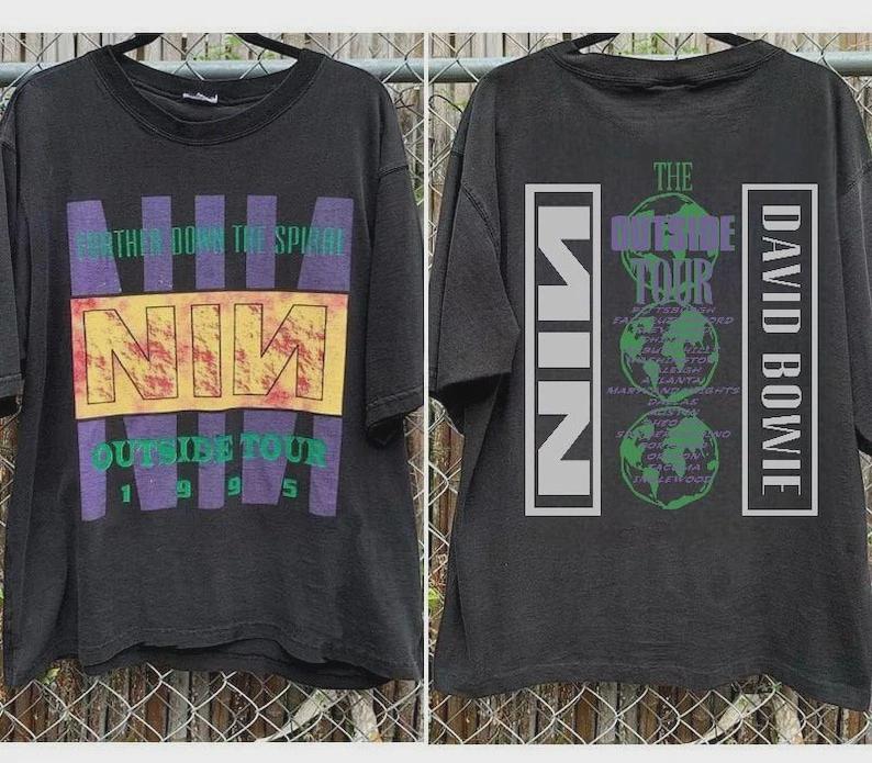 Vintage Graphic Nine Inch Nails & David Bowie The Outside Tour 1995 T-shirt Unisex Size S-4XL