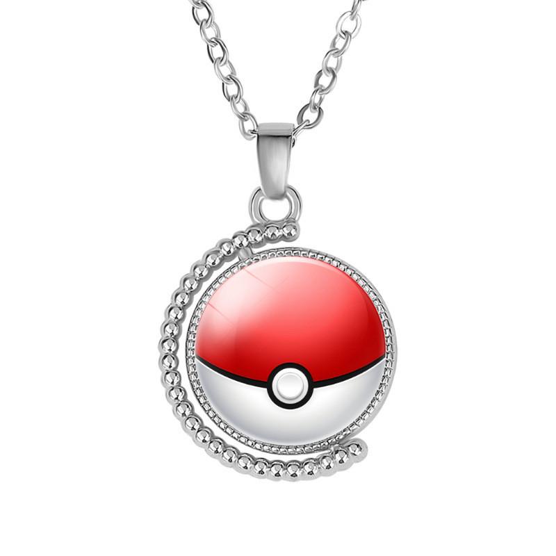 Entzückende Pokemon Pokeball Halskette Niedlicher Cartoon Charakter Schmuck Handgefertigt 02 gray
