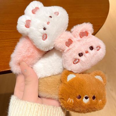 Pinza para el pelo de Peluche Oso Conejo Cabello de Conejo para Mujer Otoño e Invierno Flequillo Lateral Pinza para el Pelo Linda para Niños Niña Accesorios para el Cabello