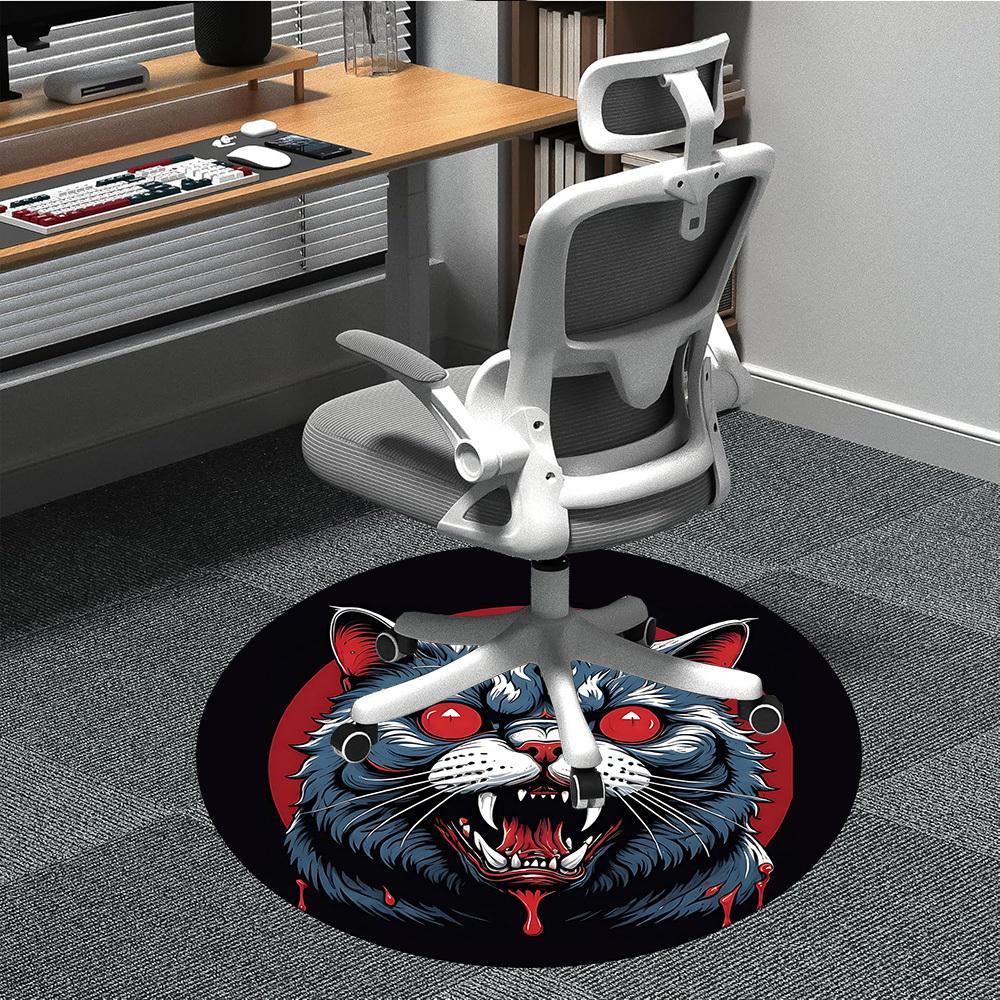 1pc Bloodthirsty Feline Office Round Area Rug, Under Office Chairs Bedroom Living Room Home Decor, Room Deco, Available in Various Sizes