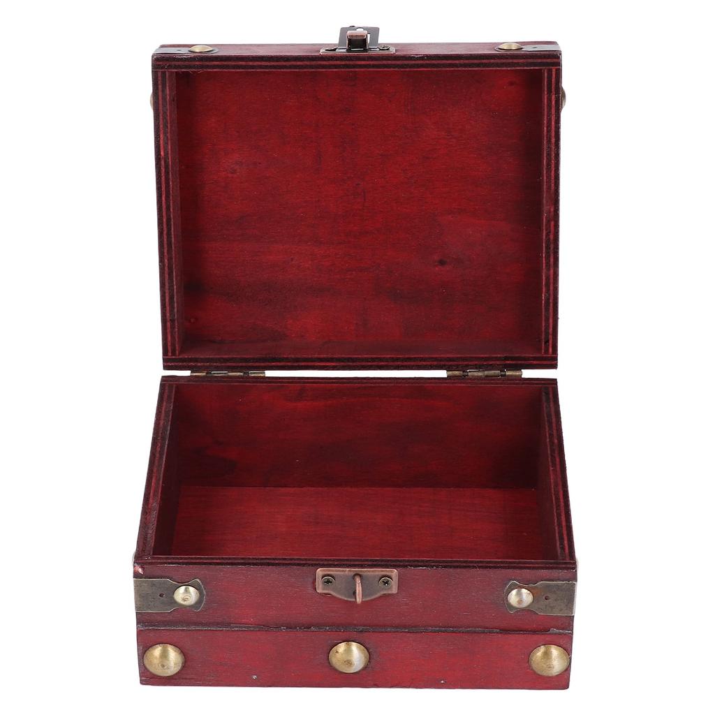Vintage Wooden Storage Box 145x120x85mm Multifunctional Decorative Treasure Chest Box with 3 Bit Lock