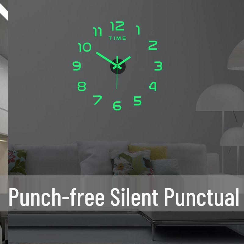 Europäischer Stil Leuchtende Digitale DIY Wanduhr - Leise, Aufkleber-Design für Arbeits- und Wohnzimmer