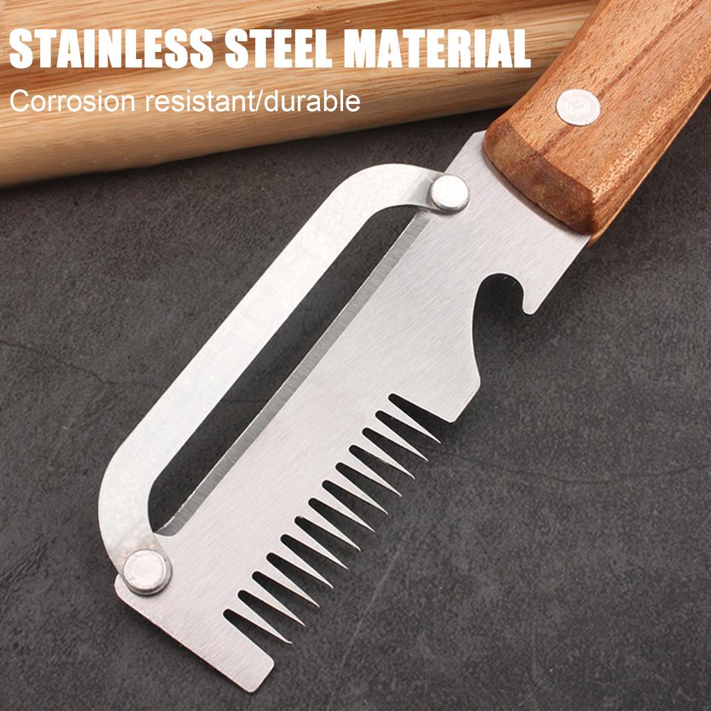 Multifunctional Stainless Steel Vegetable Slicer and Peeler with Wooden Handle for Shredding and Cutting Onions Carrots Cucumbers