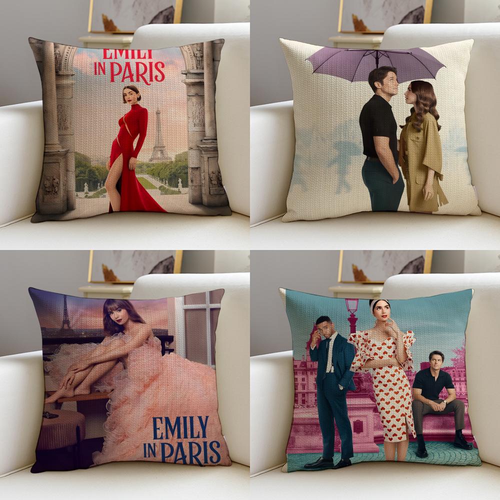 Glamorous EEmily In ParisS Cushion Cover Breathable and Skinfriendly Linen Pillowcase Square Removable and Washable Cushion