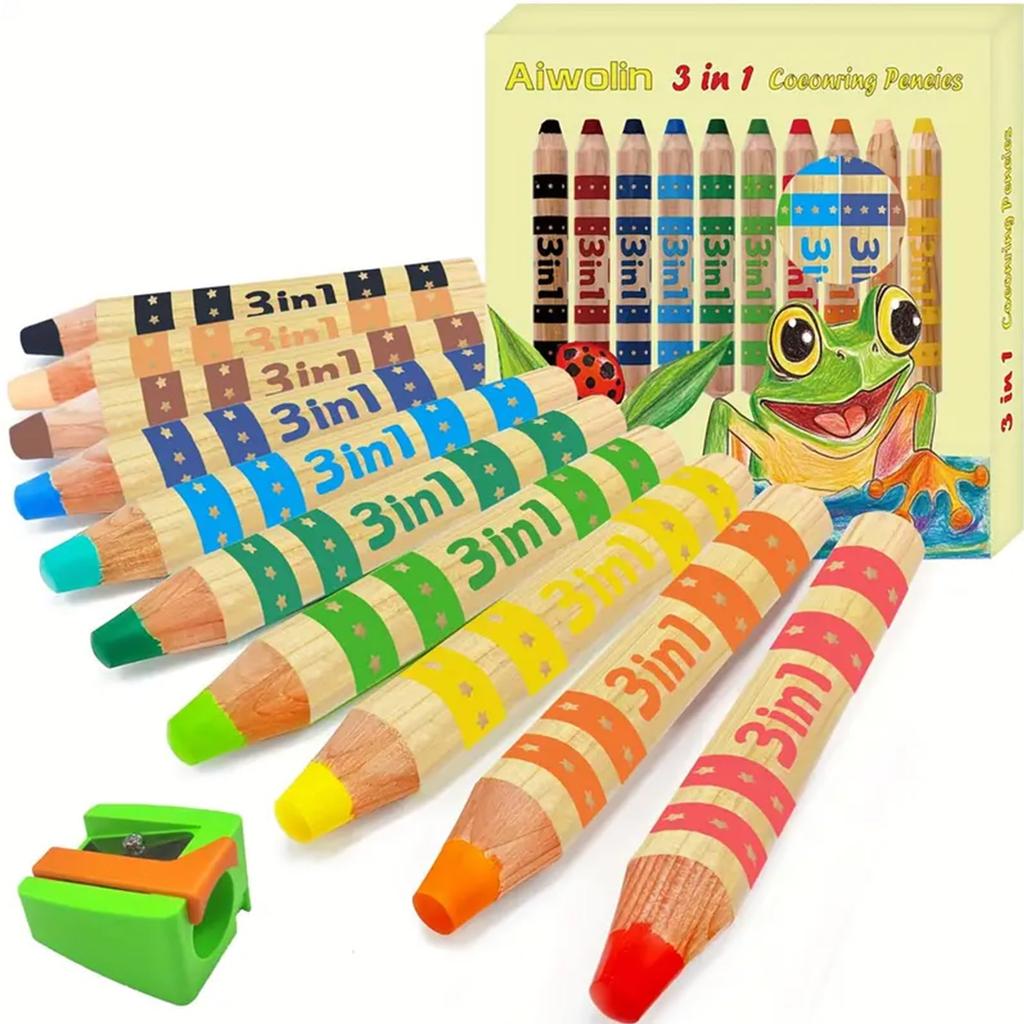 Ccfoud Gekleurde Aquarel en Kleurpotloden in Zeer Gekleurde Potloden voor en 10-Kleuren 3-in-1 Set Potloden, Potloden, Eén. Kinderen, Volwassenen, Beginners.