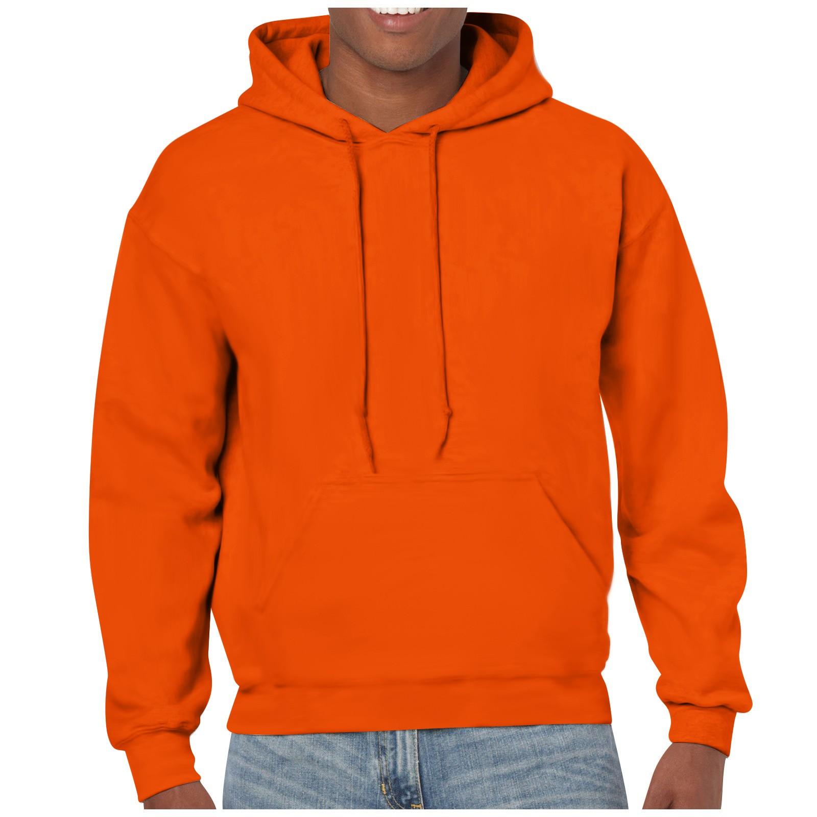 

И зимний мужской свободный большой свитер с капюшоном однотонный повседневный свитер S оранжевый